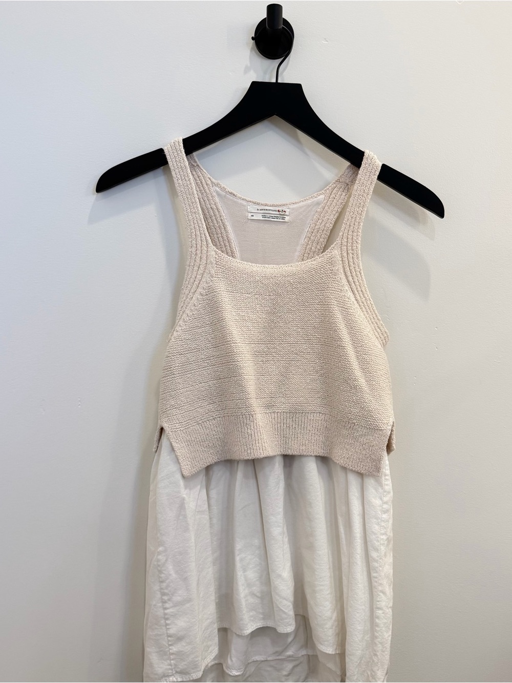 Anthropologie Cream Knit Cropped Tank Top